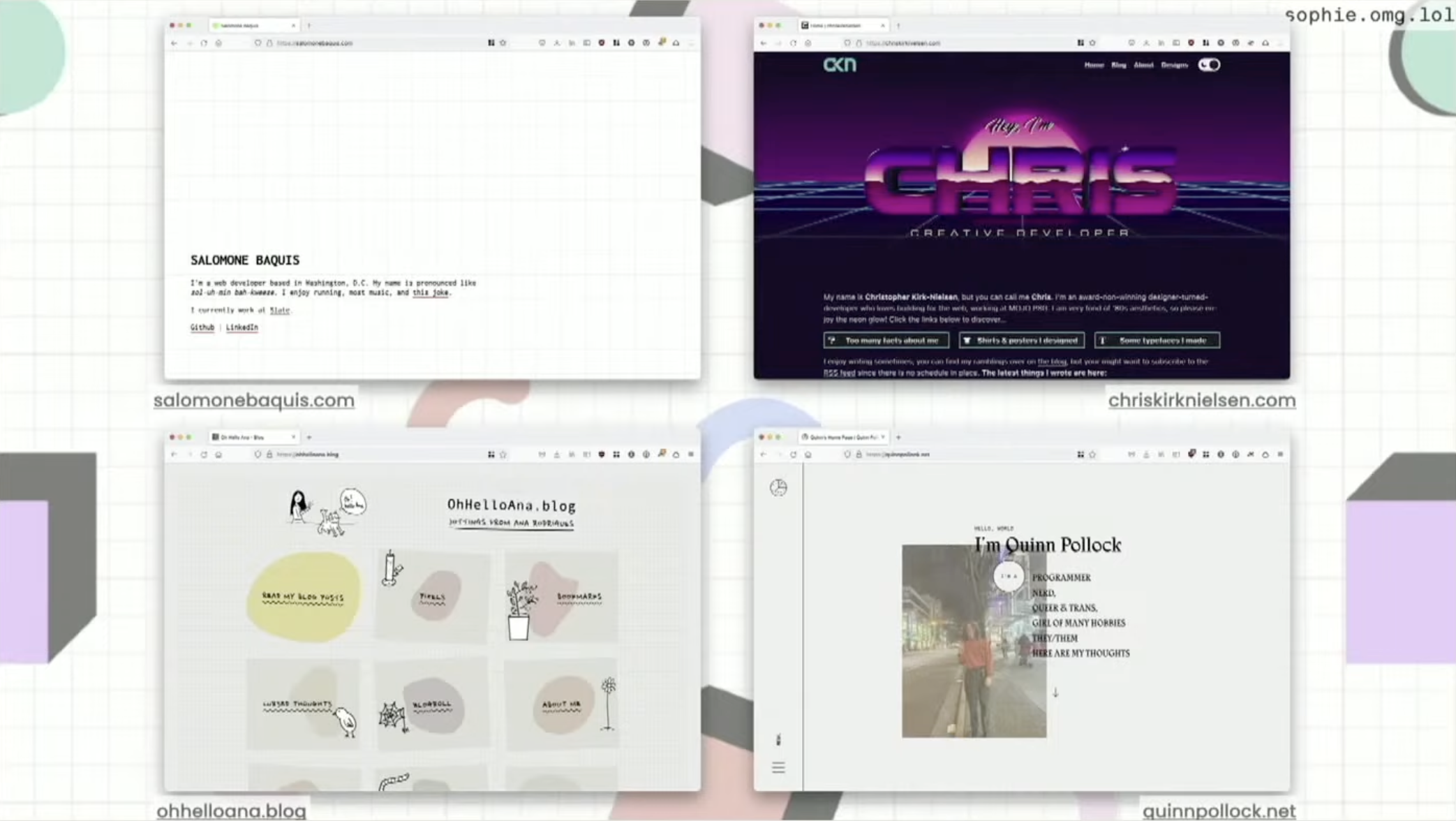 Collection of different personal websites, showcasing diverse styles and inspiration for creating your own space on the web